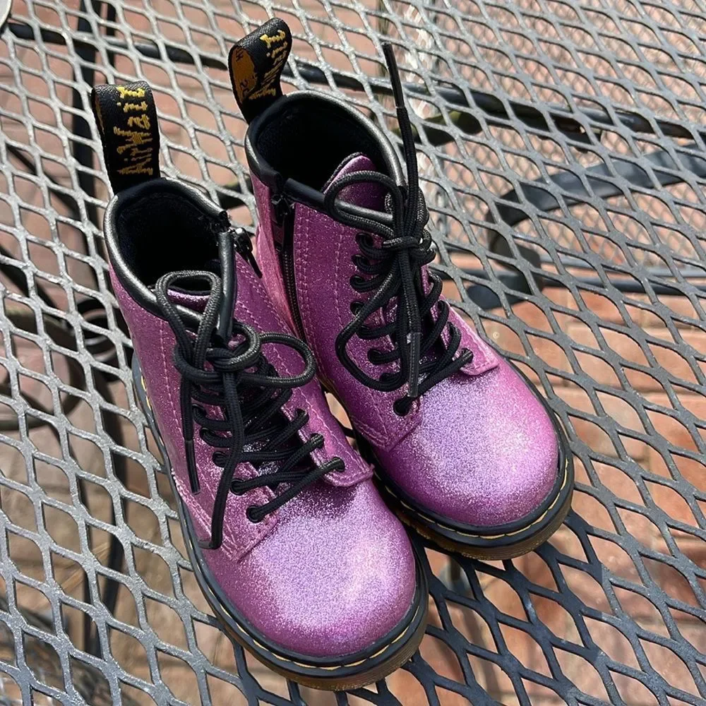 Dr. Martens 1460 8-Eye Glitter Boot - Little Kid / Toddler- Pink Size 7